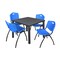 Kee Kee Square Table & Chair Set, Wood, Metal, Plastic Top, Grey TB4242GYBPBK47BE - alternate 1